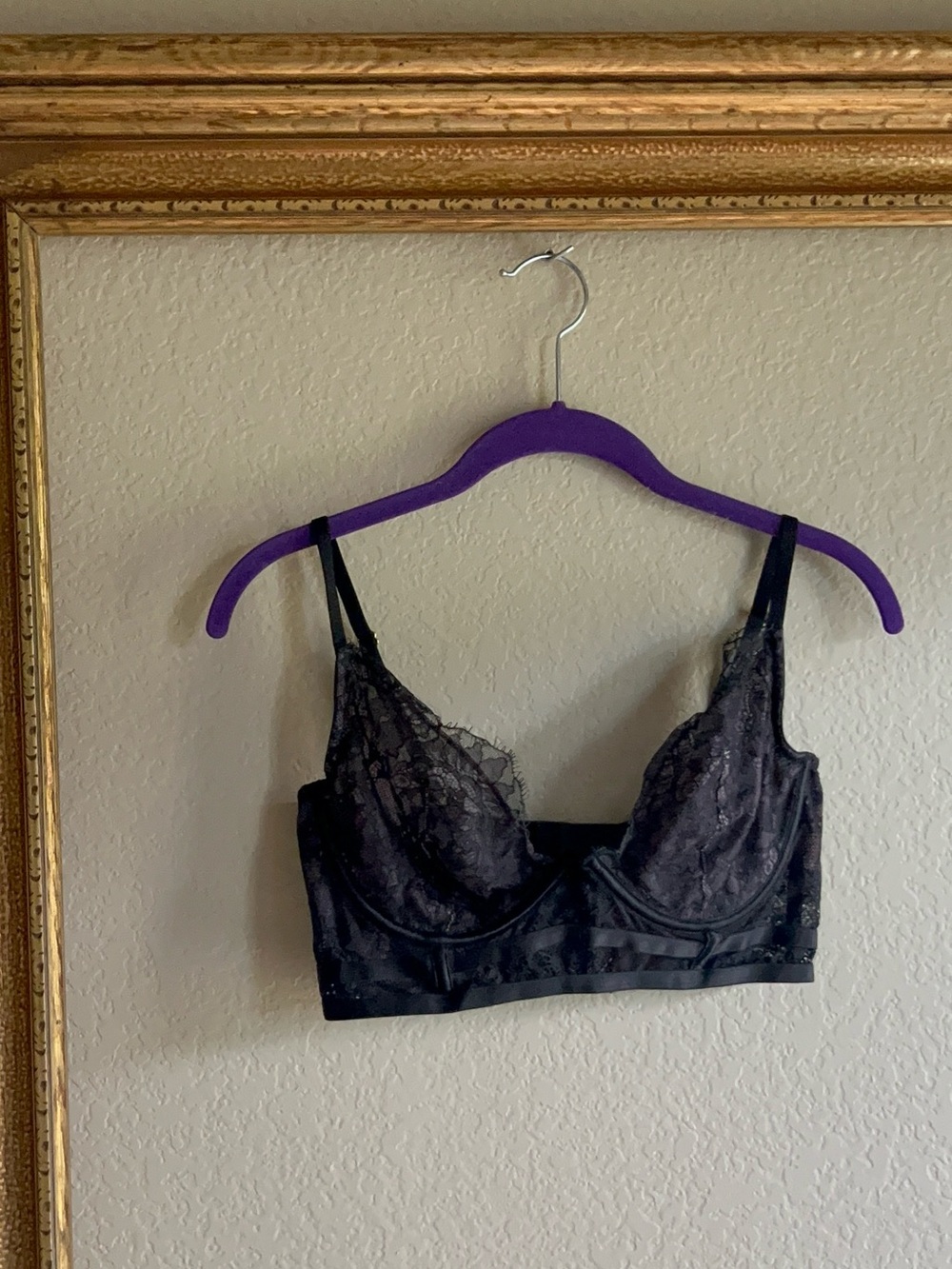 Victoria's Secret Black & soft pink very sexy unlined Demi Buste Bra